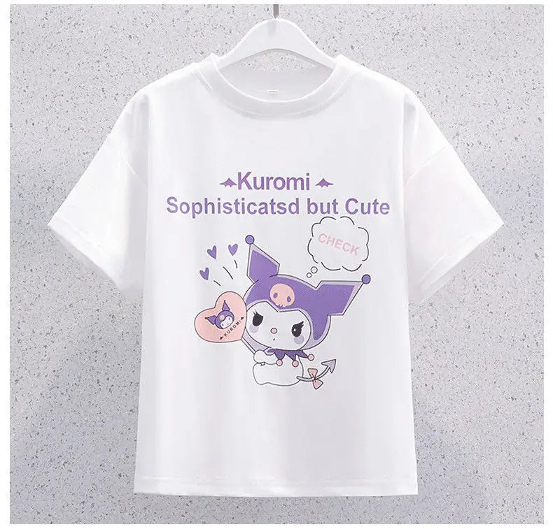 Sanrio New Girls Pleated Skirt T-Shirt Set Kuromi Summer Cute Skirt Set Jk College Style Fashion Clothing Set Holiday Gift - reetell