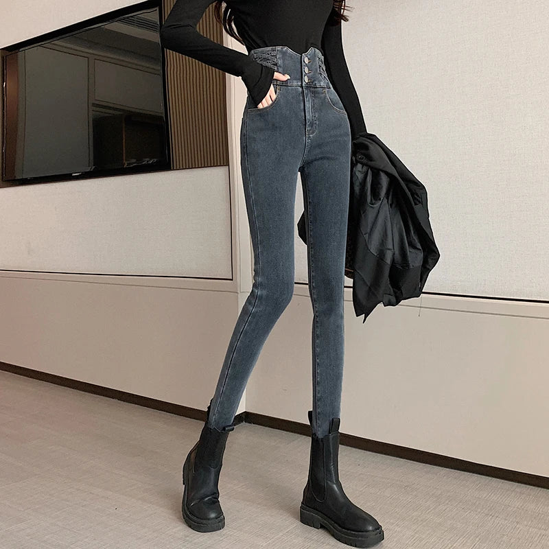 ZOENOVA Woman Jeans Vintage High Waist Women Skinny Pencil  Slim Stretch Denim Pants Tight Trousers 2023 Pant Y2K Korean Fashion - reetell