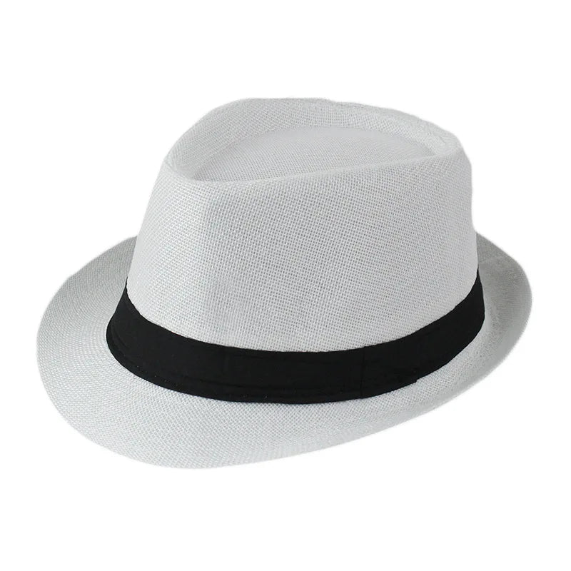 Linen Panama Solid  Jazz Hat Cowboy  Men's Women's Children's British Sun Hat