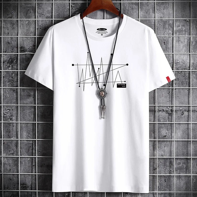 Manga Tshirt Tops Oversize Men Loose Tee 100% Cotton Fashion Goth Print Men's Short Sleeve T-shirt Summer New Male Casual Tshirt - reetell