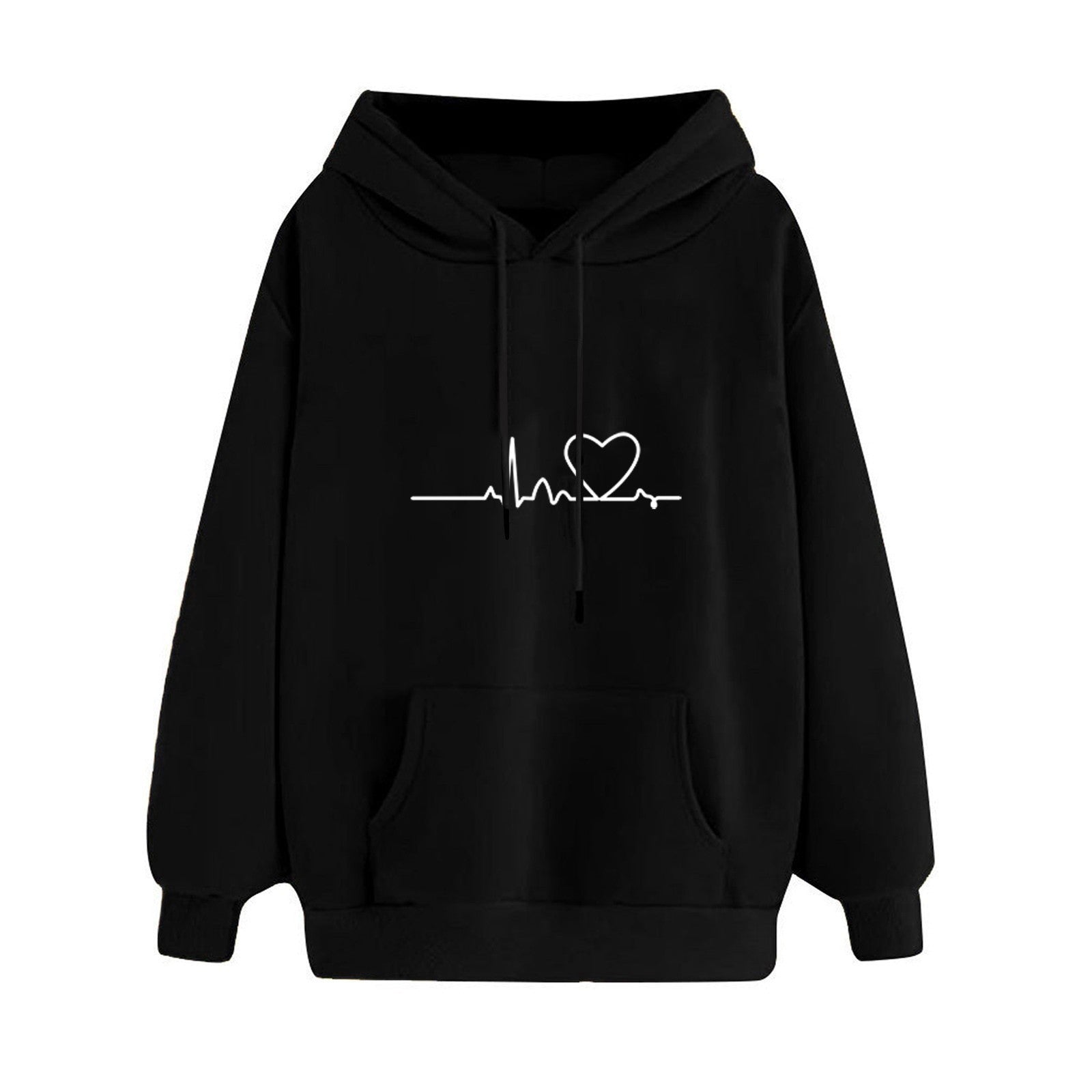 Hoodies for Women Solid Long Sleeve Sports Fun Print Sweatshirts Female Autumn Winter Casual Loose Hooded Sweatshirt - reetell