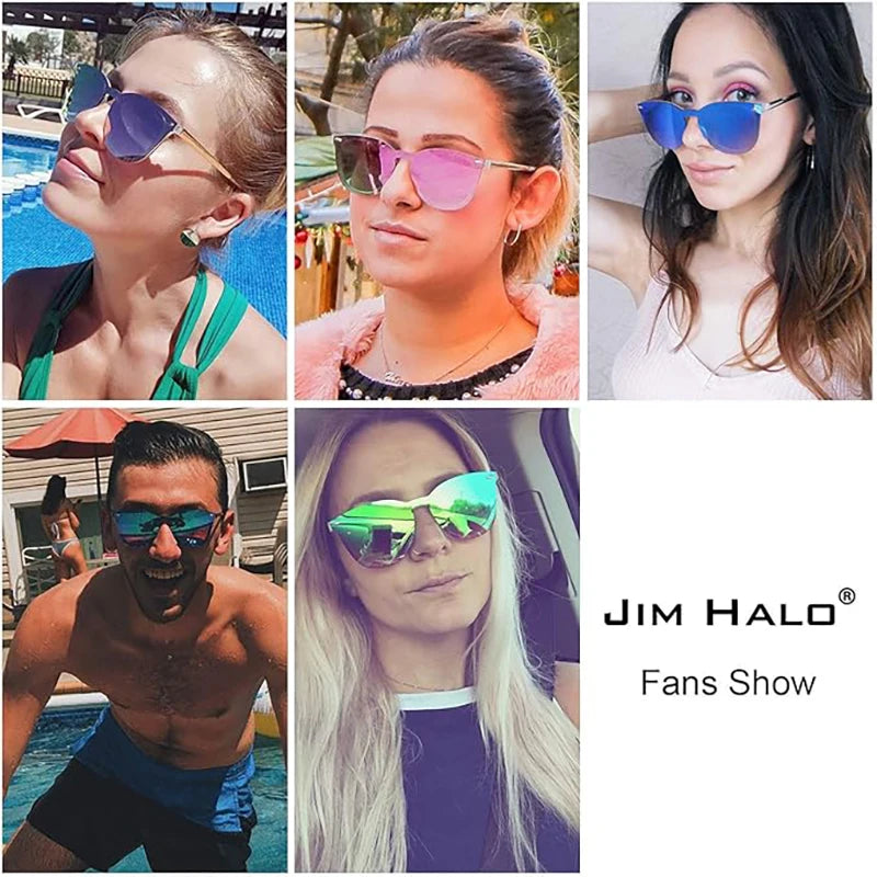 JIM Trendy Rimless Mirrored Sunglasses Reflective Sun Glasses for Women Men UV400 - reetell