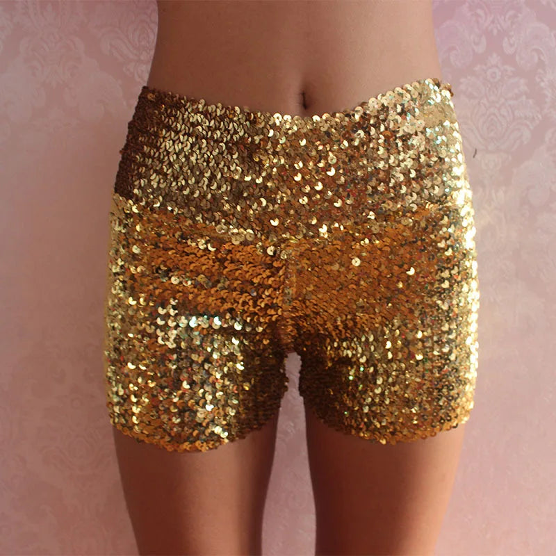 Festival Rave Outfit Shiny Sequins Women Shorts Hight Waist Sexy Clubwear Party Chic Fashion Pants Stage Performance Clothing - reetell