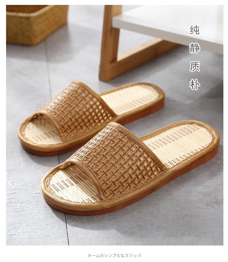 men women Bamboo rattan grass summer home lovers straw mat slippers indoor thickened softwood floor home sandals