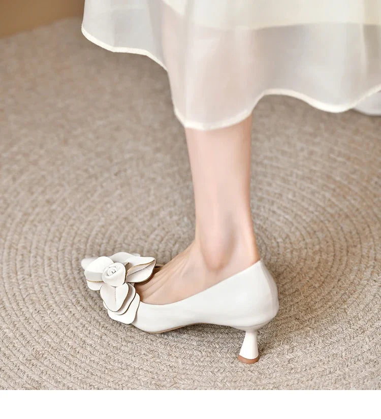 Sexy Luxury Women's Pumps Bow 2024New Fashion Pointed Toe Dress Women Shoes Flowers Party Single Shoes Women High Heels - reetell