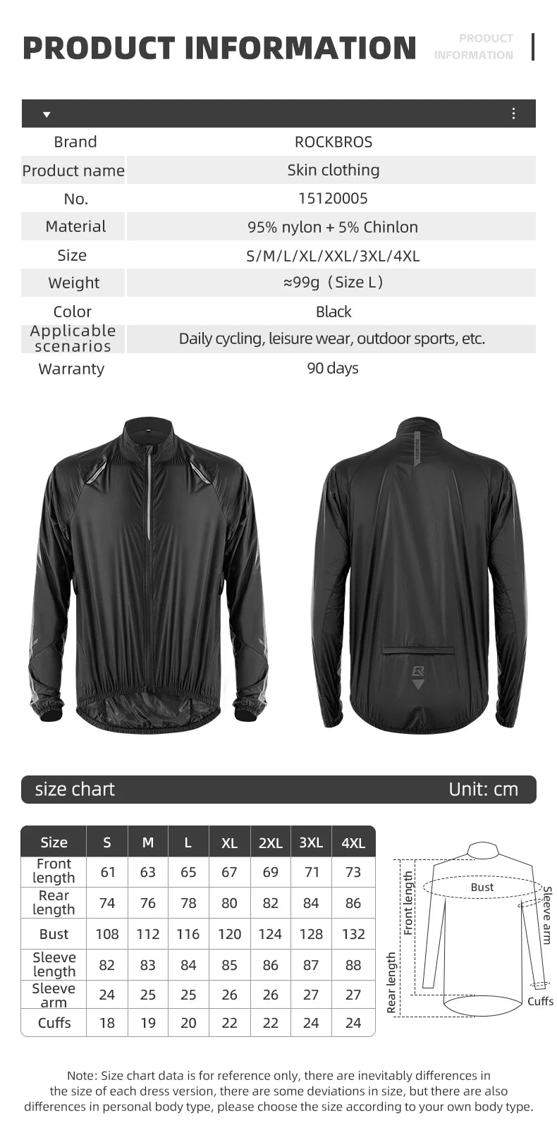 ROCKBROS Cycling Jacket Skin Clothing Ultralight Breathable Nylon Sunscreen Sportswear Sweat-absorbent Outwear Men Women Casual