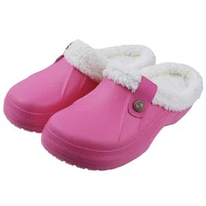 Eyriphy Classic Fur Lined Clogs For Women Waterproof Winter Fuzzy Slippers Mens Cotton Shoes For Indoor And Outdoor Rubber Soles