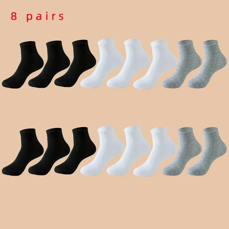 4/5/8/10/20 Pairs of MEN'S AND WOMEN'S Black Cotton Business Mid Length Soft and Warm Autumn/winter Solid Color Casual Socks