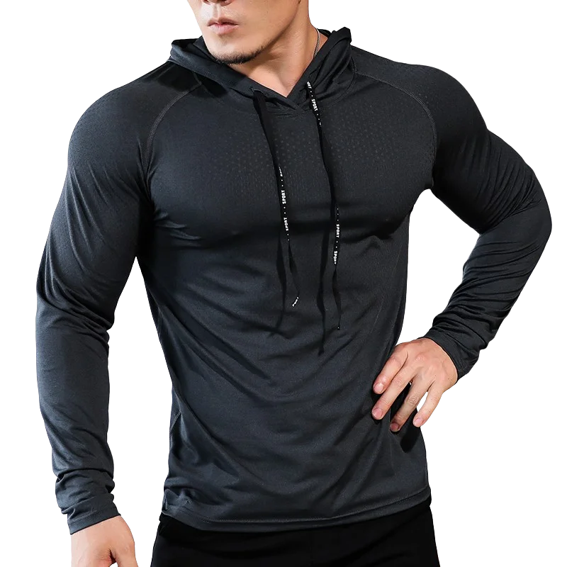 Mens Fitness Tracksuit Running Sport Hoodie Gym Joggers Hooded Outdoor Workout Athletic Clothing Muscle Training Sweatshirt Tops - reetell