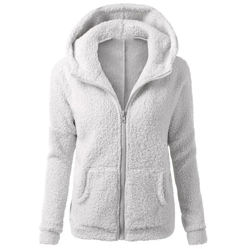 Autumn Winter Warm Jacket Women hoodie Hooded 2024 Casual Female Hoodies Sweatershirt Zipper Coat Solid Soft Fleece Women Coat - reetell