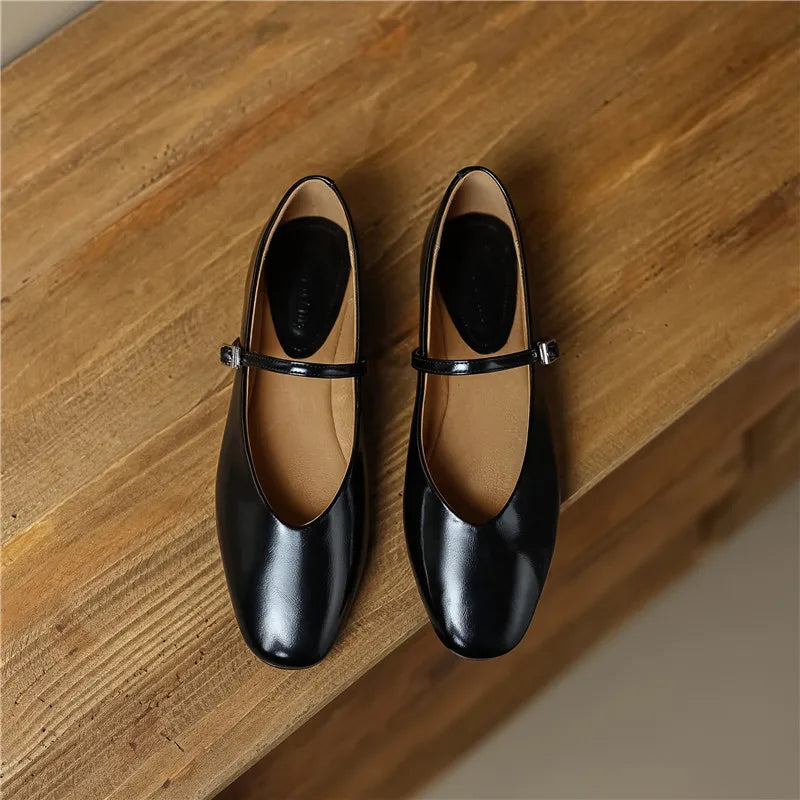 FEDONAS Concise Comfortable Casual Women Flats Spring Summer Office Ladies Genuine Leather Mary Janes Shoes Woman Retro Style