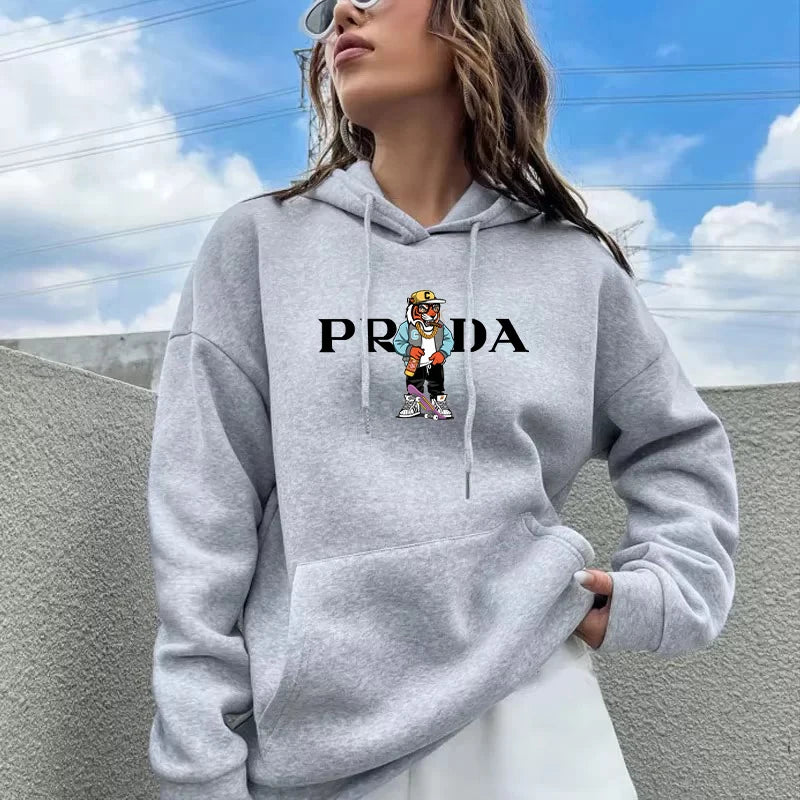 Womens Letter Graphic Hooded Sweatshirt Street Warm Pullover Hoodies New in Autumn Fleece Hoody Hip Hop Comfortable Female Cloth - reetell