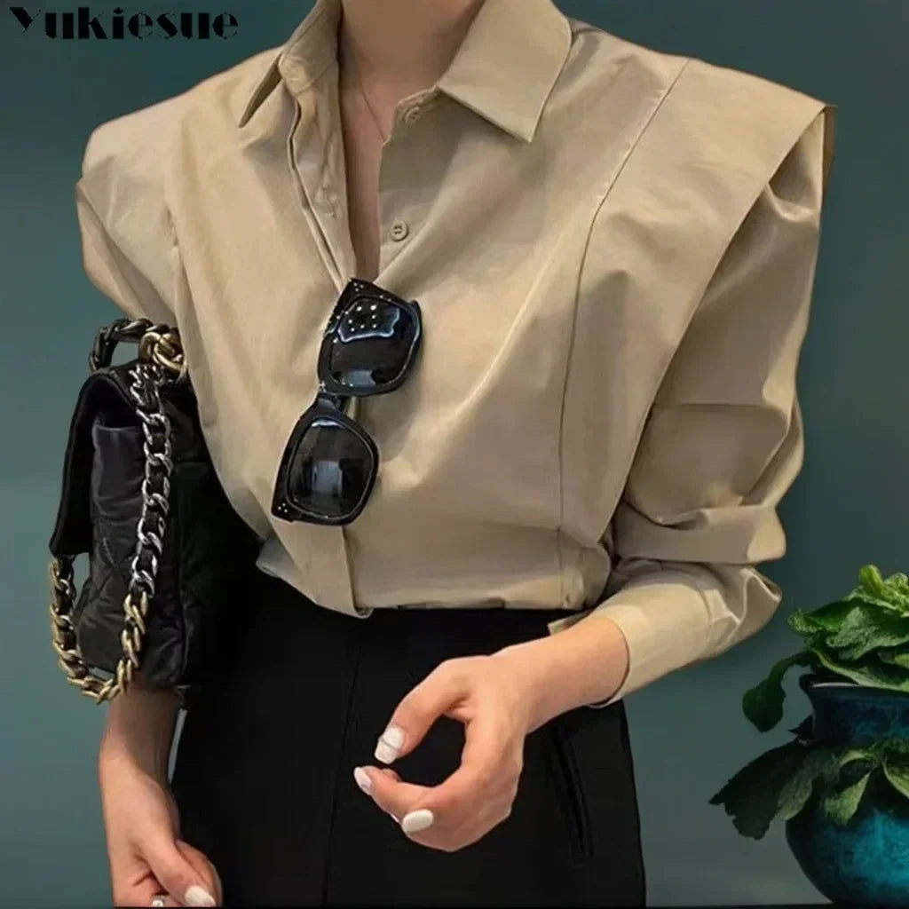 Women's Shirt Autumn 2023 New Chic Long-Sleeve Loose Blouses Street Elegant Tops Shirt OL office women blouses and tops shirts - reetell