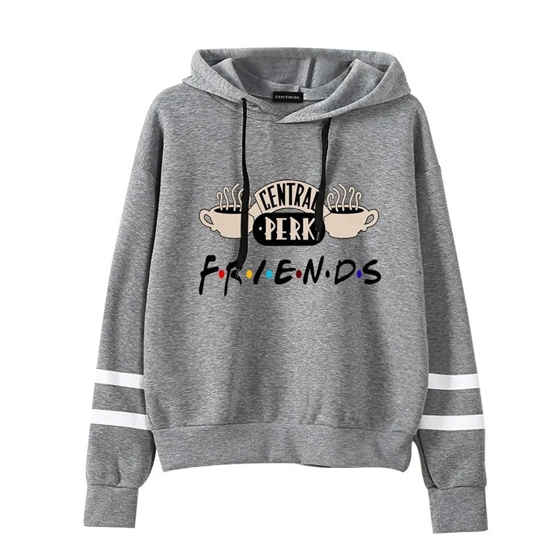 Women Friends TV Show Hooded Sweatshirt Cute Coffee Printing Hoodies Female Autumn Winter Casual Pullover Hoodies - reetell