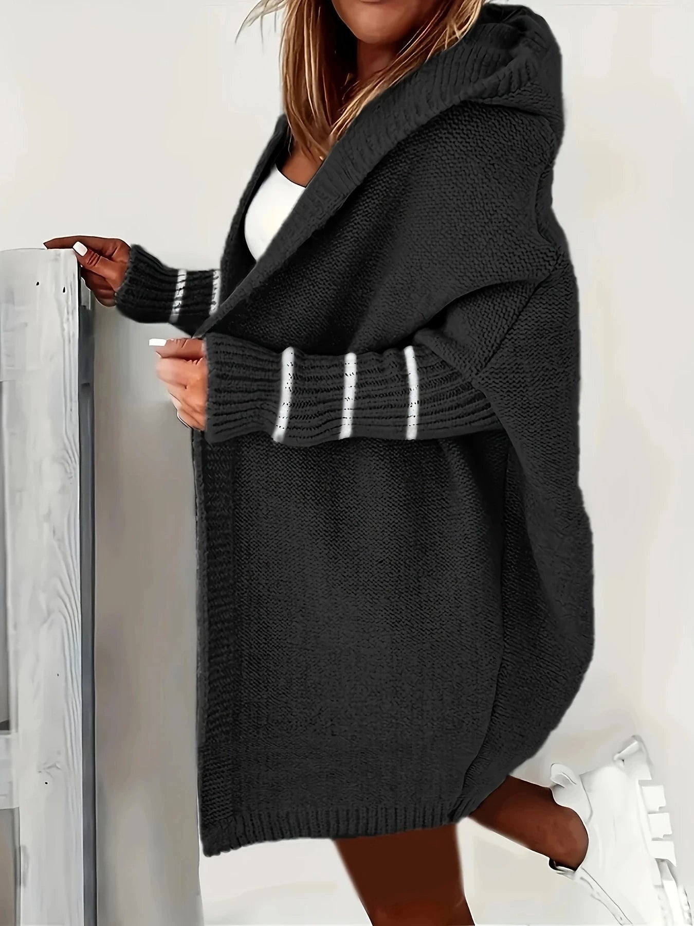 Hooded Knitted Cardigan Long Sleeve Casual Sweater For Winter & Fall Women's Clothing - reetell