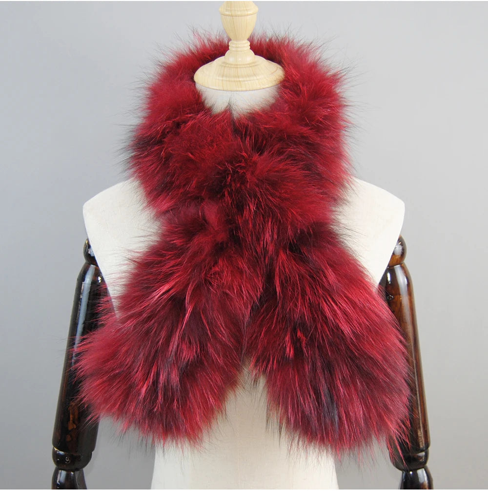 2024 New Women Winter Warm Natural Fox Fur Scarf Ring Knit Real Fox Fur Lady Fashion Neckerchief Scarves Women Real Fur Bandana - reetell