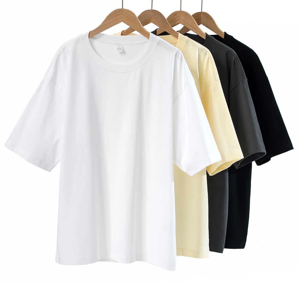 Summer New Oversized Drop-Shoulder Heavy T-shirt Men 100% Cotton Solid Women Blank High Quality 260g Short Sleeve Tee Basic Tops