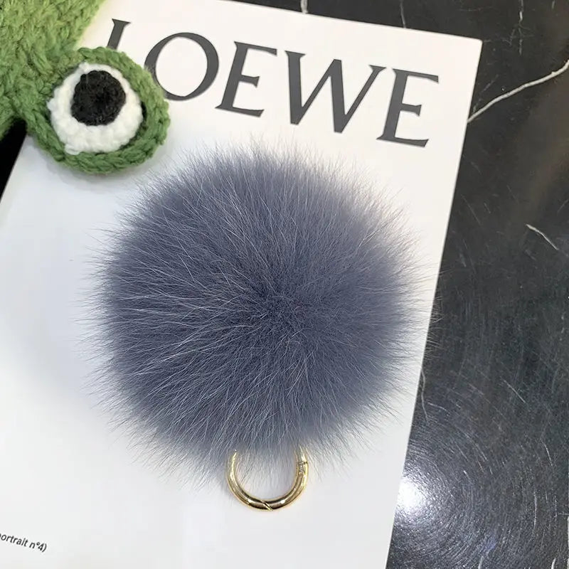 2024 Fluffy Real Fox Fur Ball Poms Keychain For Women Luxury Pompom Keyring Accessories Bag Decoration Emo Trinket Jewelry Gifts