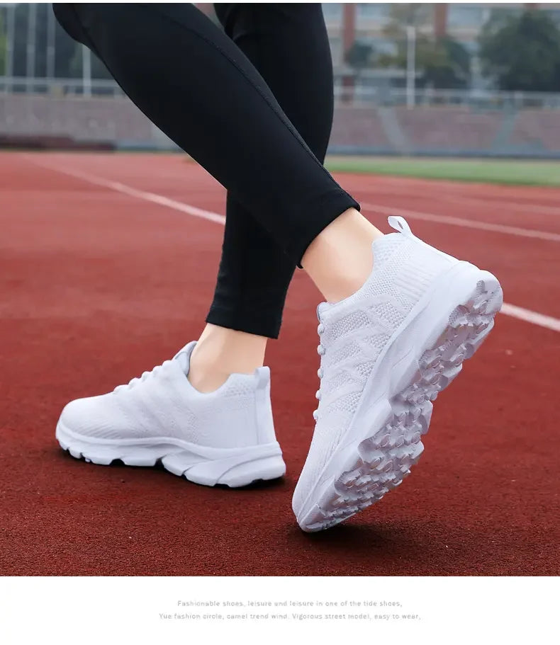 Woman Sneakers Casual Shoes 2023 New Breathable Walking Mesh Lace Up Flat Vulcanized Shoes Women Tenis Running Shoes for Women