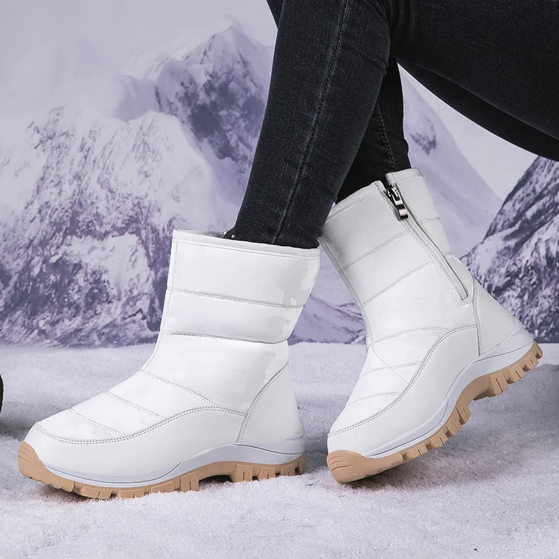 High-top Plus Velvet Women's Snow Boots Comfortable Non-slip Women Cotton Shoes Outdoor Waterproof Boots Warm Women Sports Shoes - reetell