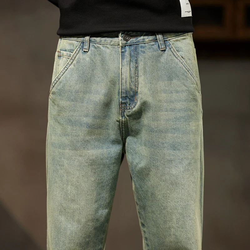 KSTUN Jeans Men Loose Fit Blue Baggy Jeans Fashion Spring And Autumn Wide Leg Pants Denim Trousers Men's Clothing Harem Pants - reetell