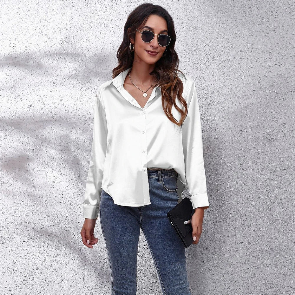 Satin Blouse Shirt Silk Tops Elegant Long Sleeve Loose Womens Blouses Camisas De Mujer Spring Autumn Streetwear Women Clothes - reetell