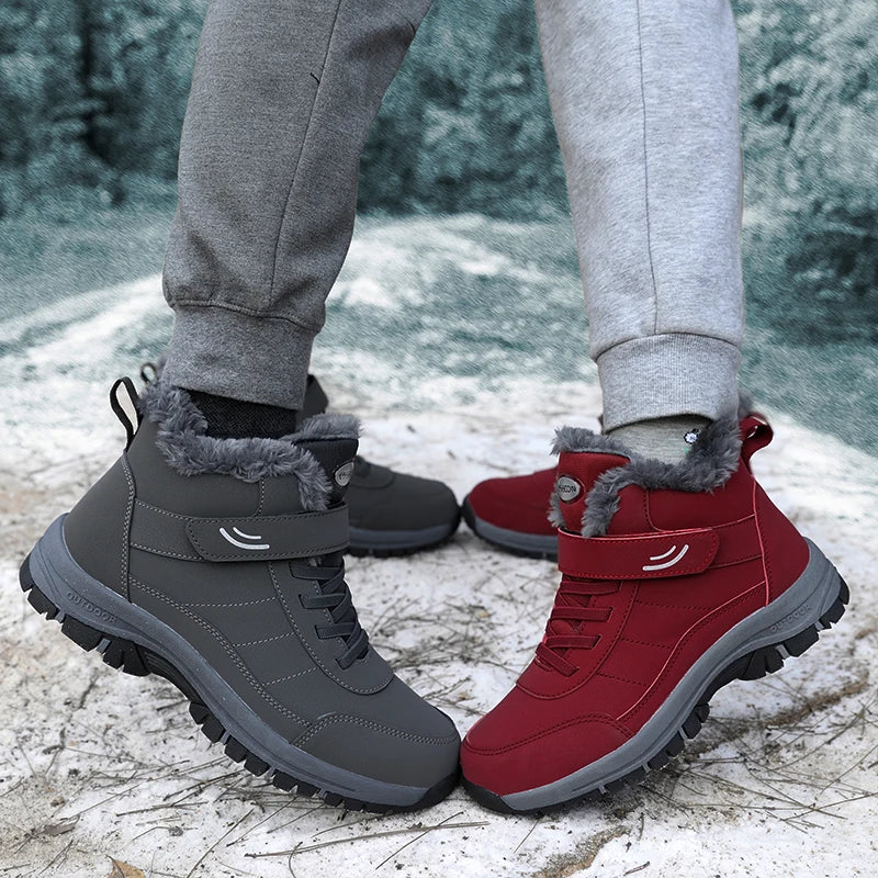 Winter Women Snow Boots Warm Plus Velvet Men Cotton Shoes Windproof Women's Boots Comfortable Casual Shoes Non-slip Hiking Boots - reetell