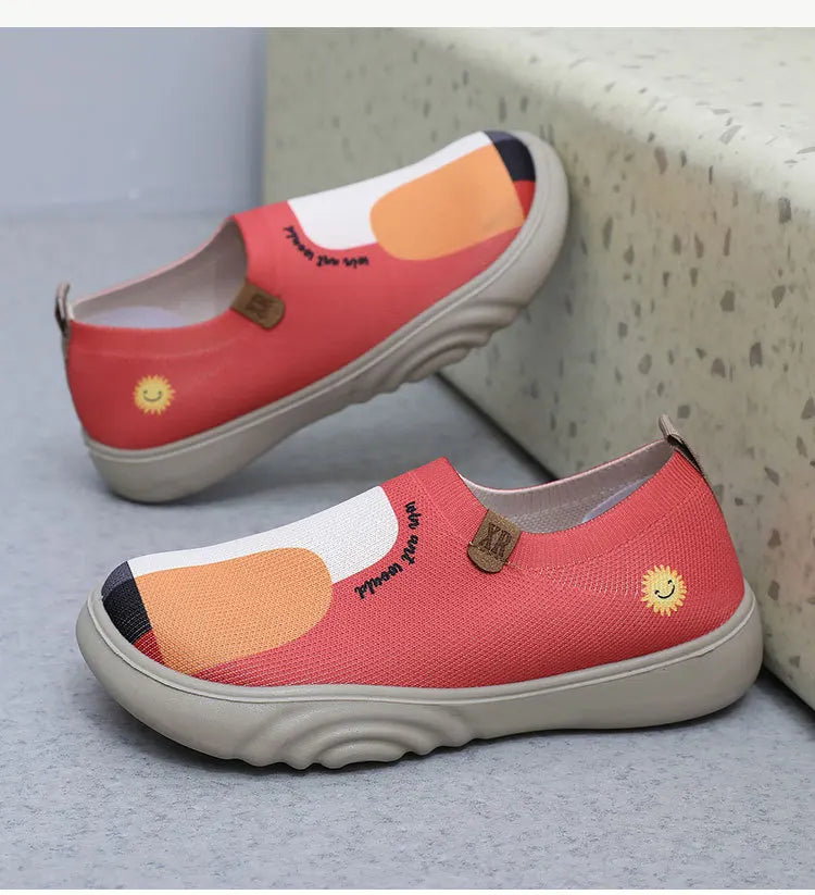 Spring and Autumn New Casual Sports Women's Shoes Breathable Soft Sole Painted Fashion Hiking Women's Shoes