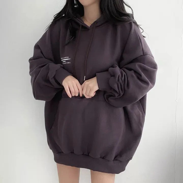 2024 Autumn Minimalist Long Sleeve Women Oversize Hoodies Korea Style Funny Printing Loose Pullovers Y2K Female Clothing Tops - reetell