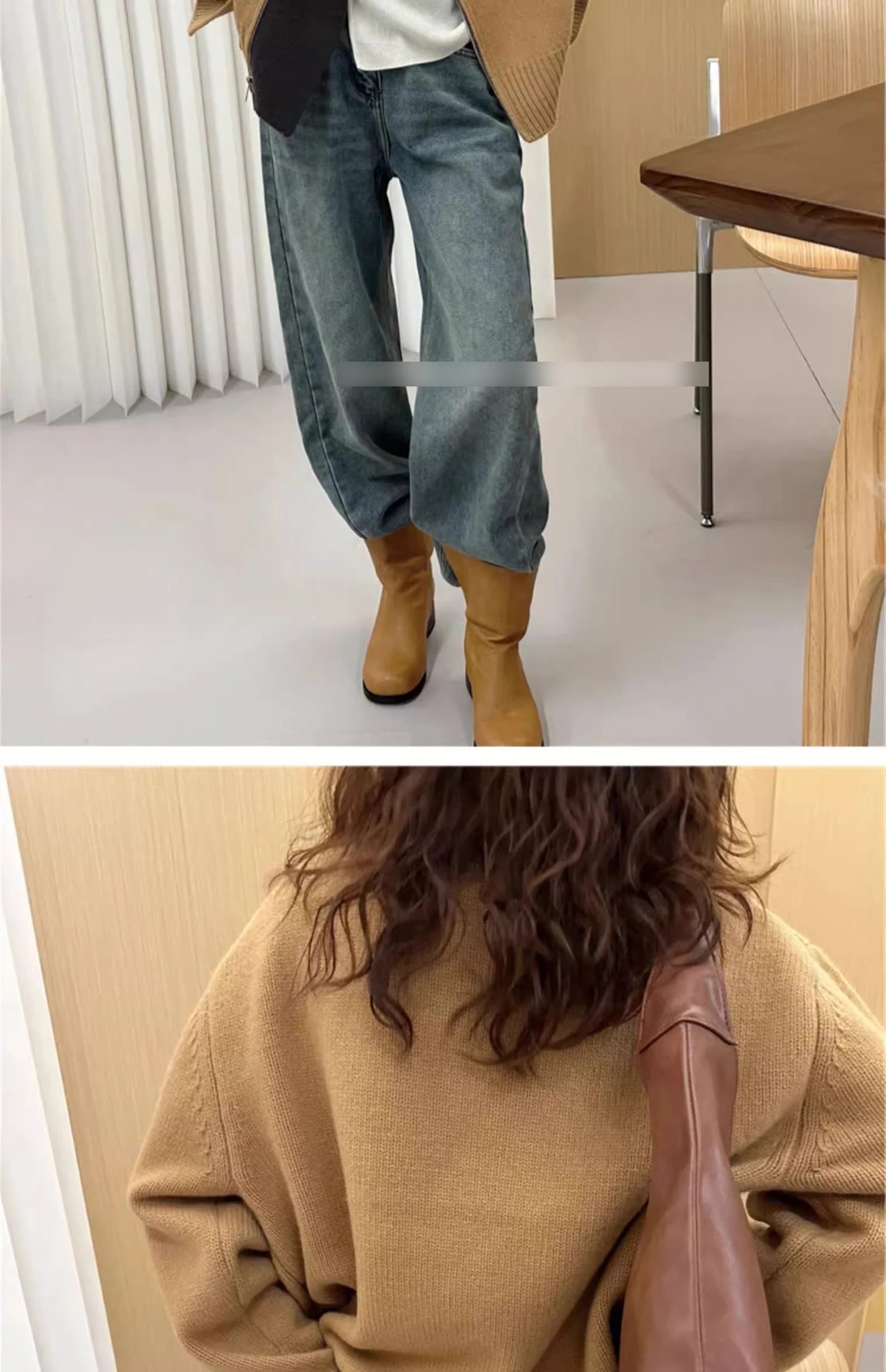 European turtleneck zipper 100% cashmere cardigan women's autumn and winter high-end loose thick wool knit sweater coat - reetell