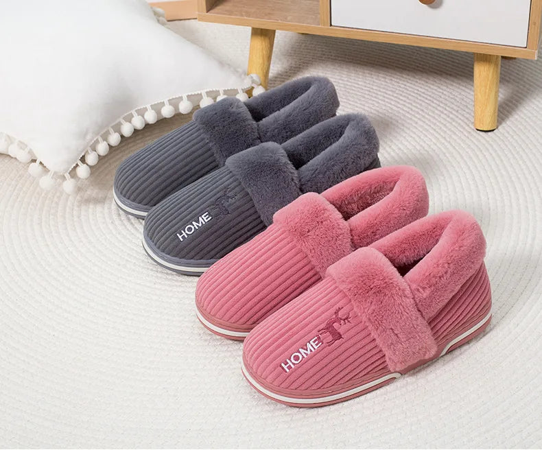 Bebealy Winter Men Shoes Winter Short Plush Men Slippers Outdoor Fur Non-slip House Shoes Casual Fuzzy Soft Cozy Men Shoes Women