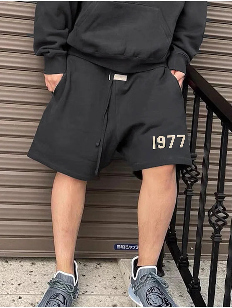 Men's 1977 Summer Streetwear Basketball Casual Cotton Shorts Gym Fitness Sports Running Workout Jogger Short Pants Sweatpants - reetell