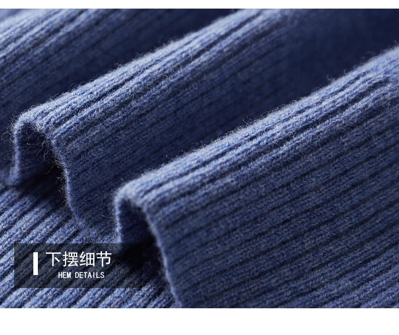 Autumn and winter new 100% pure wool sweater men's POLOL neck sweater lapel button cashmere sweater business knitting bottoming