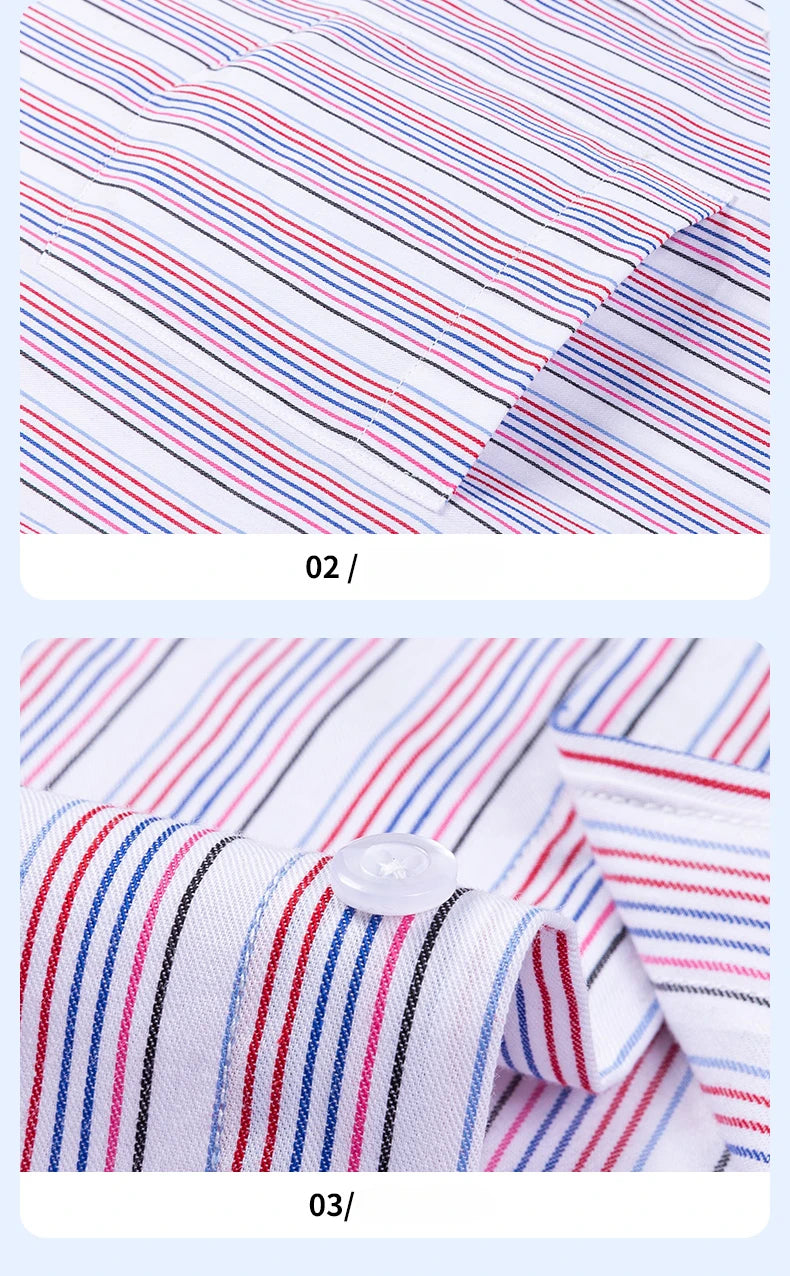 Fashion thin plus 9xl 100%cotton long-sleeve shirts for men slim fit casual plain shirt soft striped tops korean popular clothes