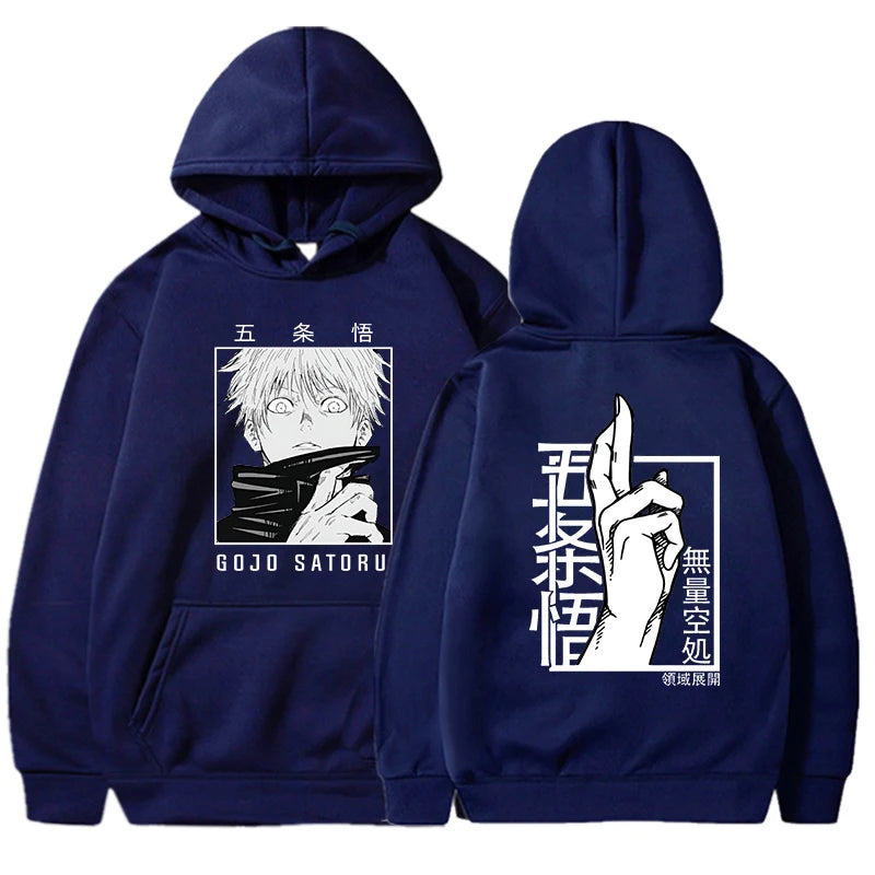 Hot Anime Gojo Satoru Printed Hoodies Pullover Unisex Hooded Sweatshirt Harajuku Streetswear Long Sleeve - reetell