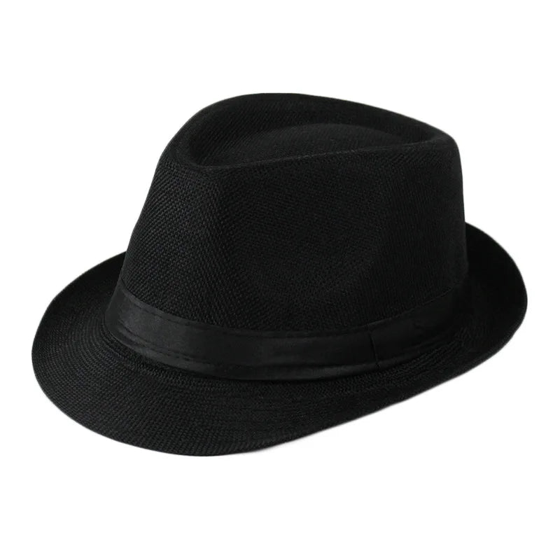 Linen Panama Solid  Jazz Hat Cowboy  Men's Women's Children's British Sun Hat