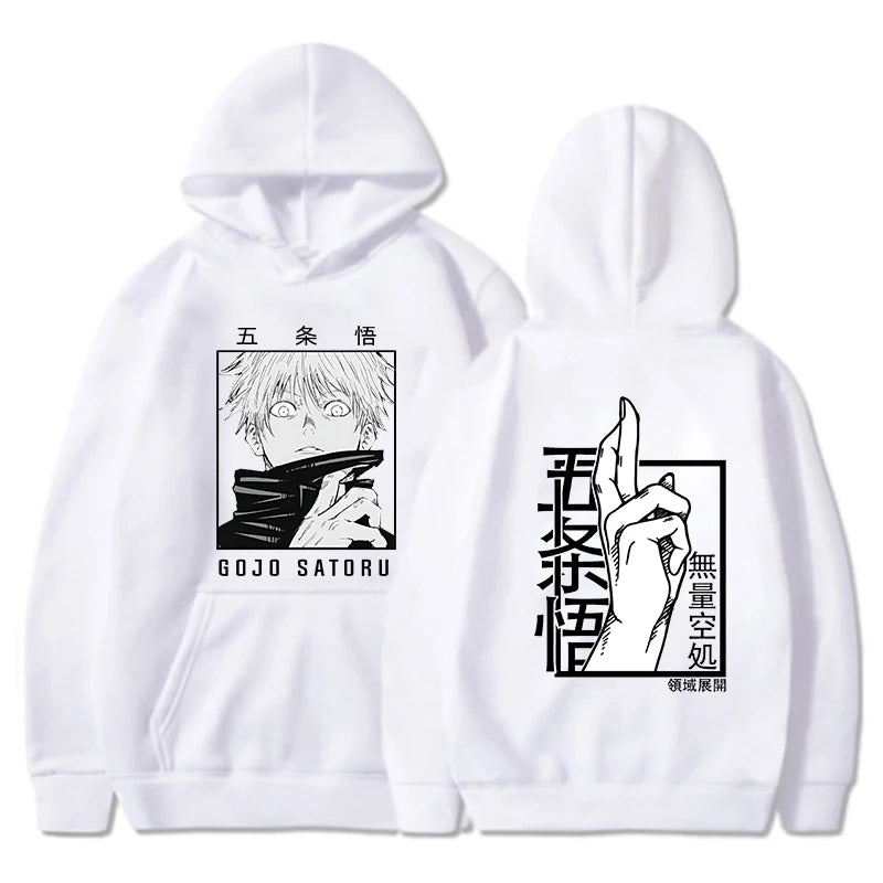 Hot Anime Gojo Satoru Printed Hoodies Pullover Unisex Hooded Sweatshirt Harajuku Streetswear Long Sleeve - reetell