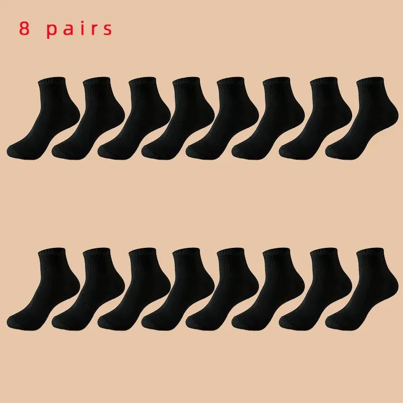 4/5/8/10/20 Pairs of MEN'S AND WOMEN'S Black Cotton Business Mid Length Soft and Warm Autumn/winter Solid Color Casual Socks