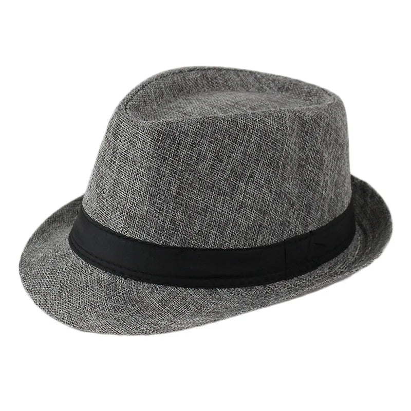 Linen Panama Solid  Jazz Hat Cowboy  Men's Women's Children's British Sun Hat