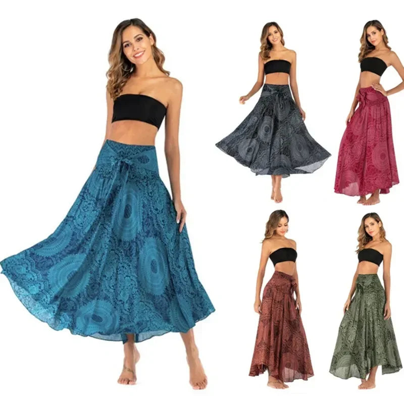 Sexy Summer Long Boho Bottom Women Skirt Vintage Casual Ropa Mujer Faldas Loose Fashion y2k Maxi Skirts Woman Clothing Saia Jupe - reetell