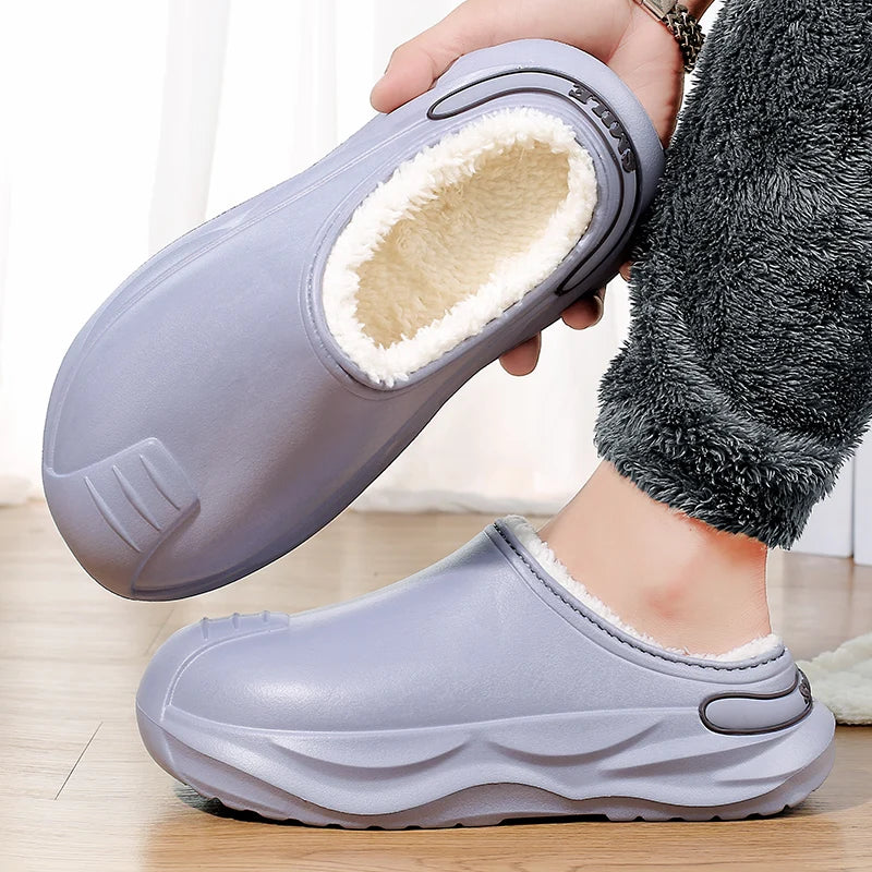 High Quality Winter Men's Warm Slippers Cotton Slippers Outdoor Indoor Warm Shoes Non-slip Mens Home Bedroom Plush Warm Slippers