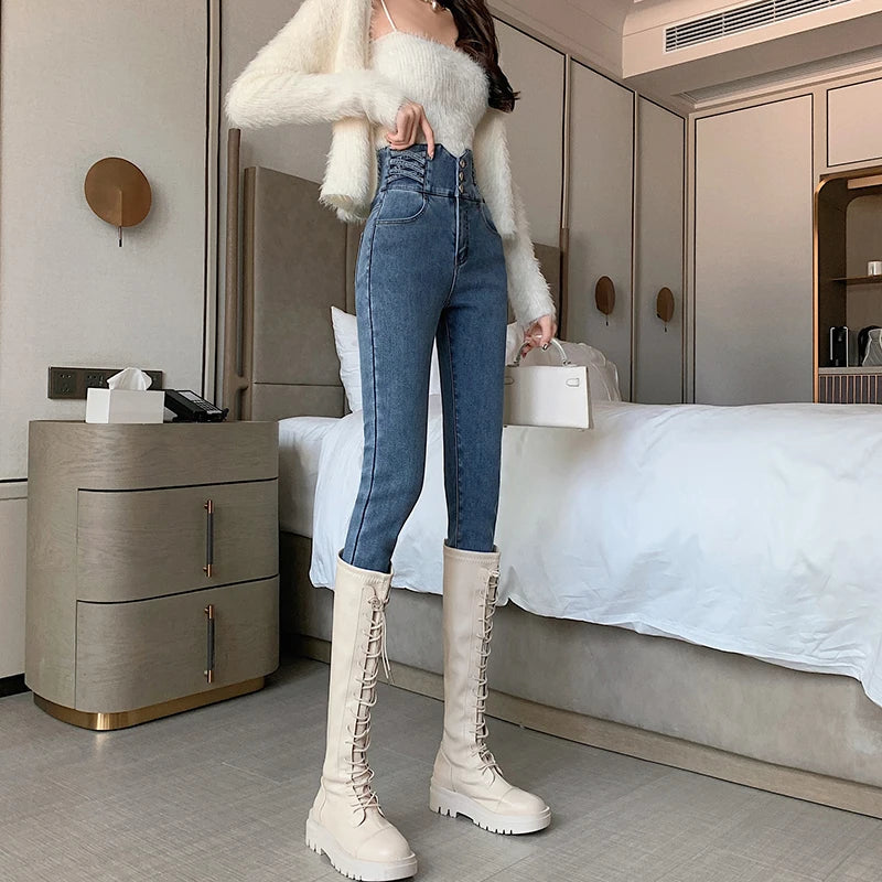 ZOENOVA Woman Jeans Vintage High Waist Women Skinny Pencil  Slim Stretch Denim Pants Tight Trousers 2023 Pant Y2K Korean Fashion - reetell