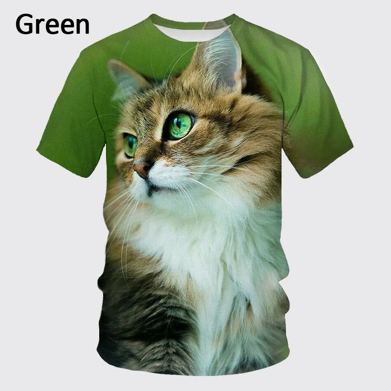 Fashion Design New Cool T-shirt for Men and Women 3D Printing Cute Cat Short-sleeved Top T-shirt Men's Casual Top T-shirt XS-5XL - reetell