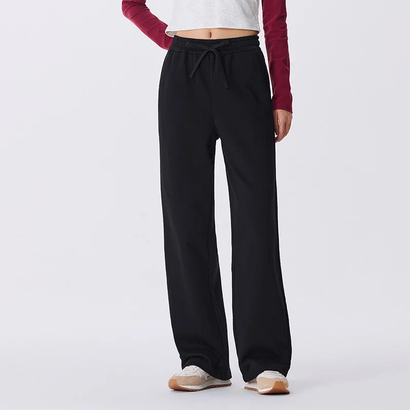 Semir Casual Pants Women Cover Flesh Wide-Leg Pants Simple Temperament Lazy Style Solid Color Versatile Long Pants - reetell