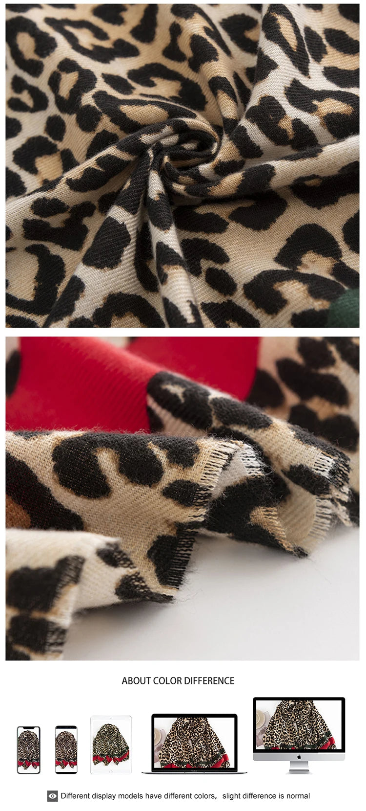 Fashion 2023 Knitted Imitation Cashmere Women Scarf Headscarf Winter Lady Retro Leopard Printed Scarve Pashmina Mujer Wrap Shawl - reetell