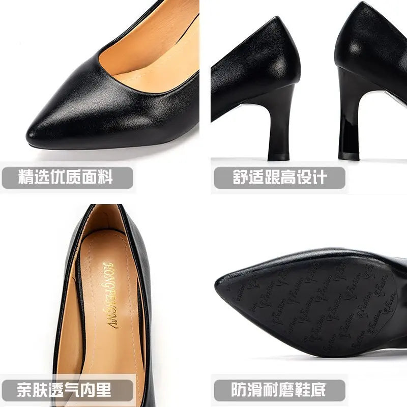 2024 Shoes Women Pumps Pointed Toe Fashion Single Shoes Shallow Casual Medium heels party Office shoes Large Size 38 39 41 - reetell