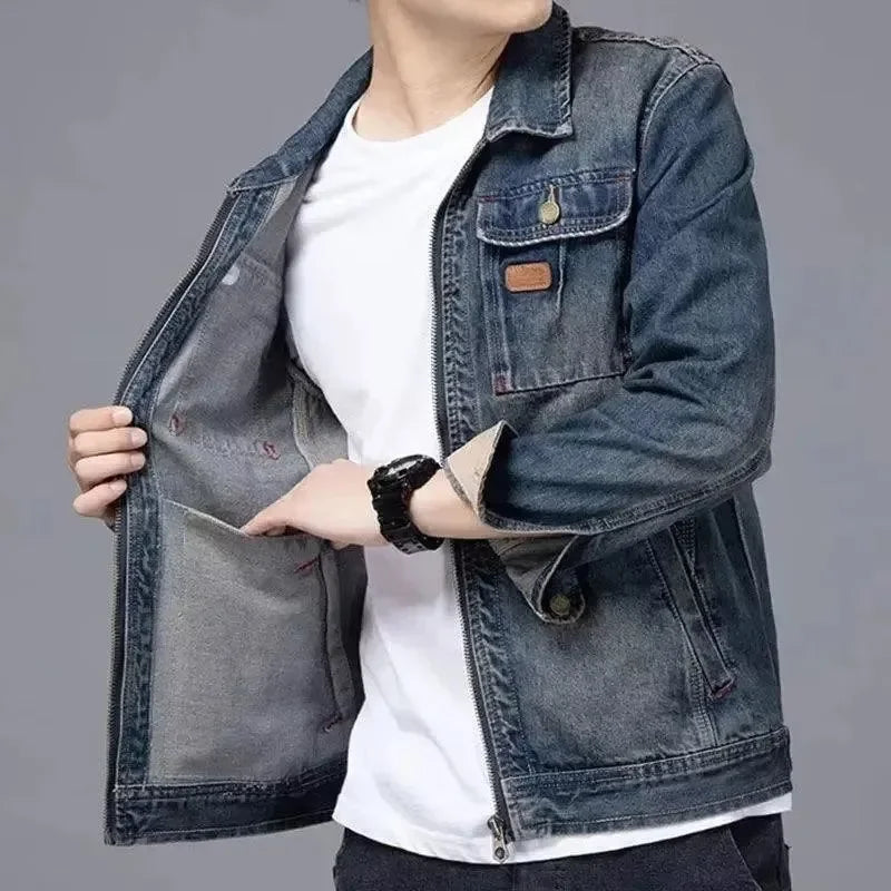 Men's denim overalls new all-in-one stylish jacket - reetell