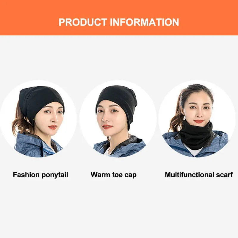 Winter Polar Fleece Man Women Scarf Ring Trendy Neck Warmer Comfy Scarf Ski Motorbike Mask Warm Hat - reetell