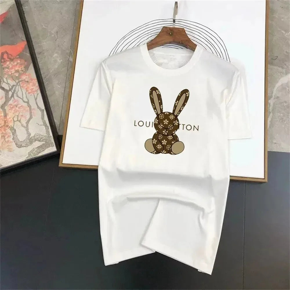 Cartoon Luxury Brand Printed Women T-shirt Plus Size Casual Short Sleeve Y2k Fashion Brand Harajuku Female Top Tees Lady Tshirt - reetell