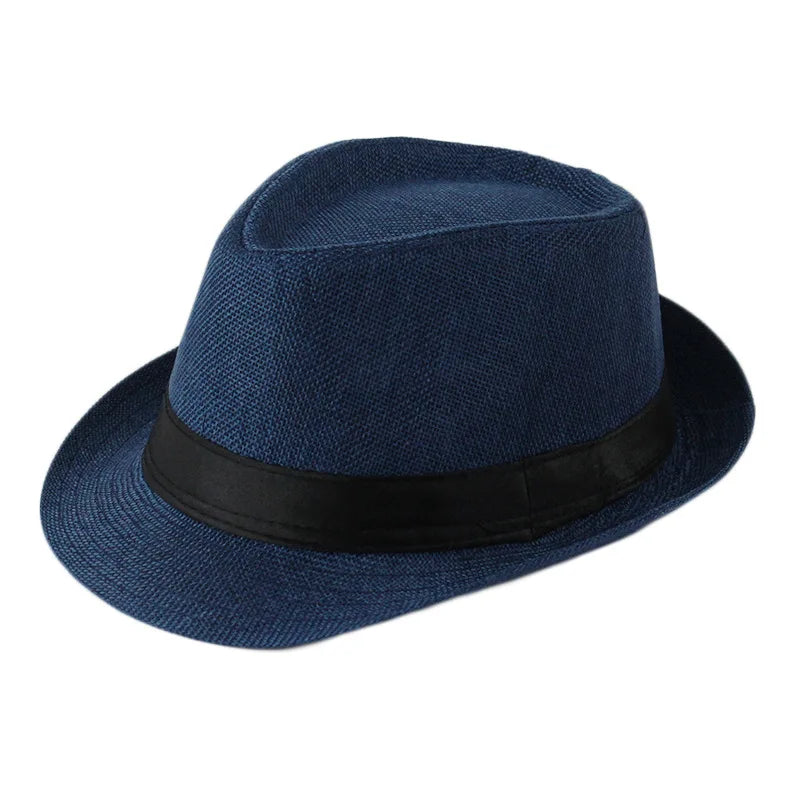 Linen Panama Solid  Jazz Hat Cowboy  Men's Women's Children's British Sun Hat